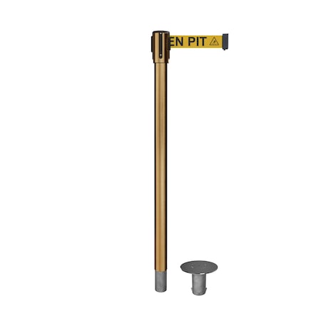 Retractable Belt Removable Stanchion, 2ft Sat.Brass Post  9ft. Open